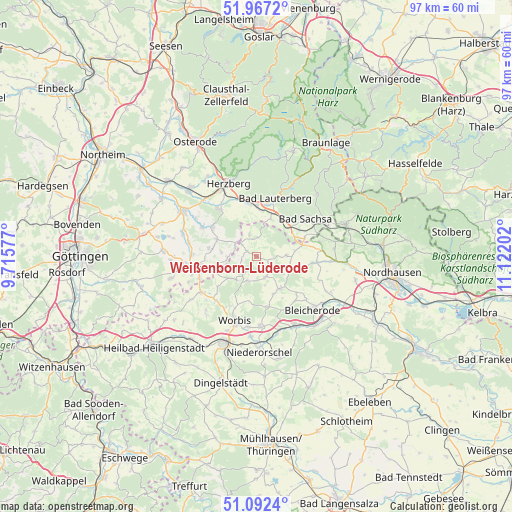 Weißenborn-Lüderode on map