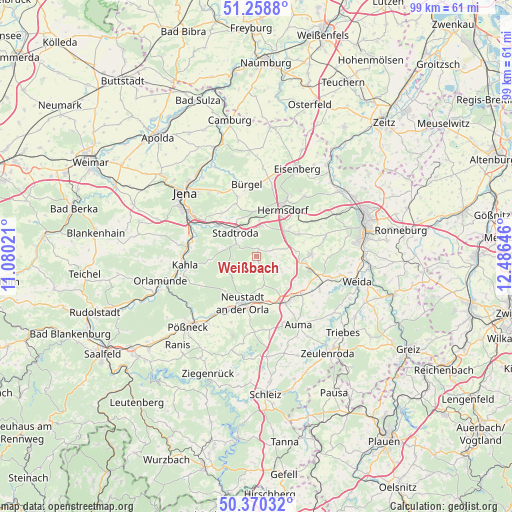 Weißbach on map
