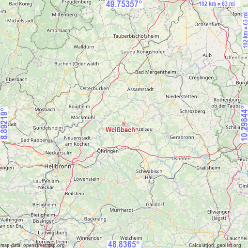 Weißbach on map