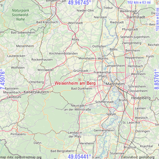 Weisenheim am Berg on map