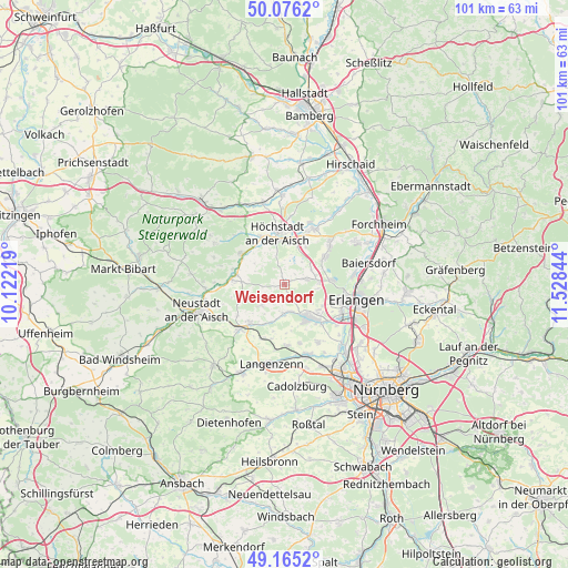 Weisendorf on map