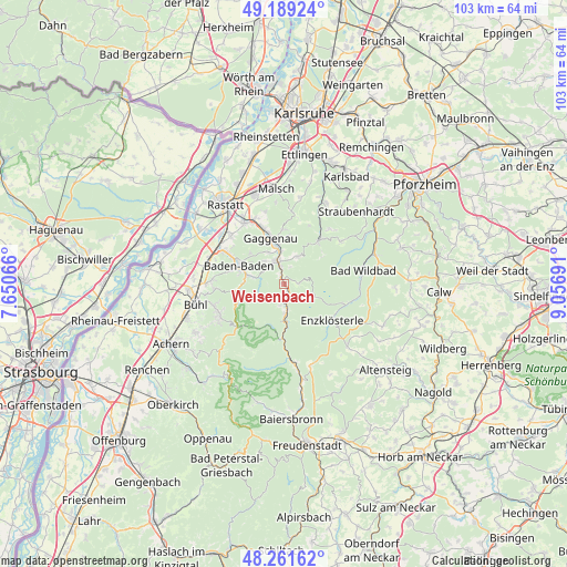 Weisenbach on map
