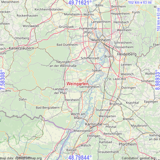 Weingarten on map