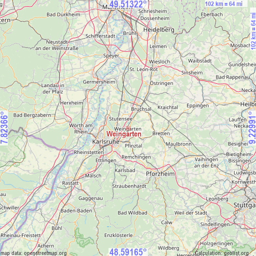 Weingarten on map