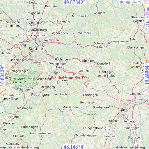 Weilheim an der Teck on map