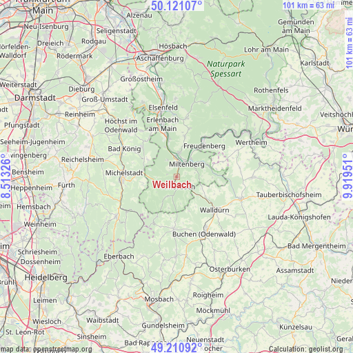 Weilbach on map