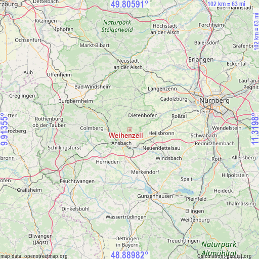 Weihenzell on map