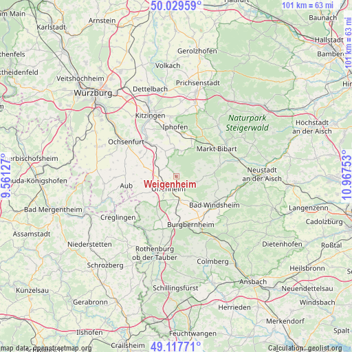 Weigenheim on map