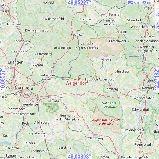 Weigendorf on map