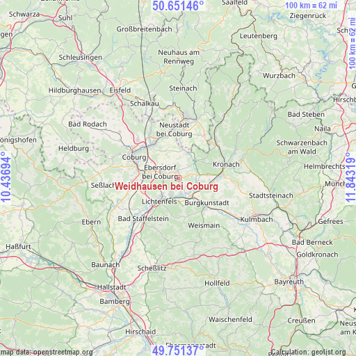 Weidhausen bei Coburg on map