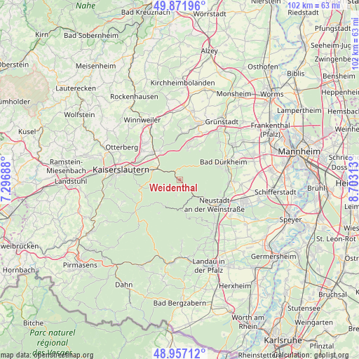 Weidenthal on map