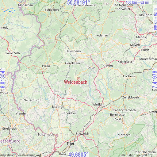 Weidenbach on map