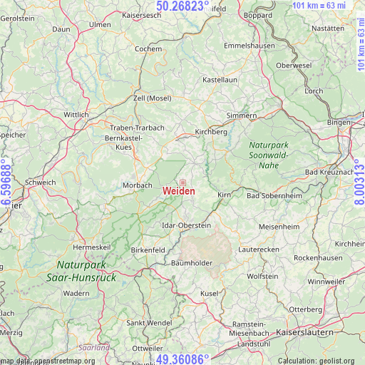 Weiden on map