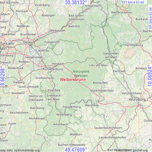 Weibersbrunn on map