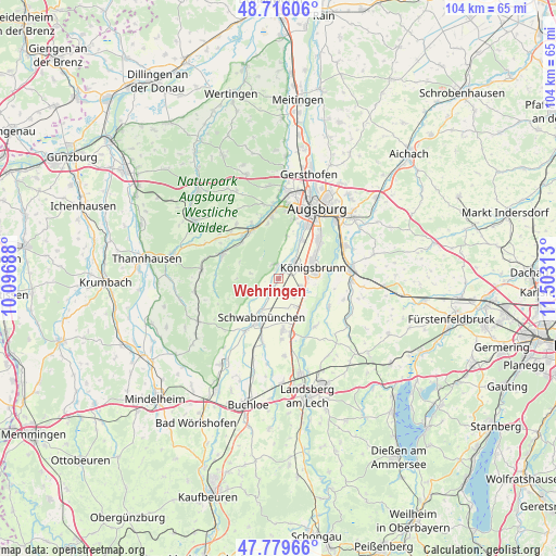 Wehringen on map