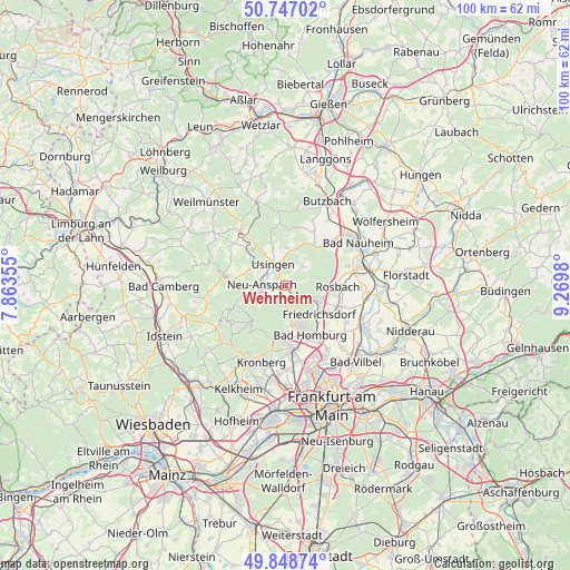 Wehrheim on map