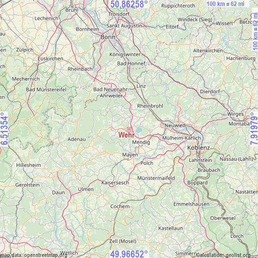 Wehr on map
