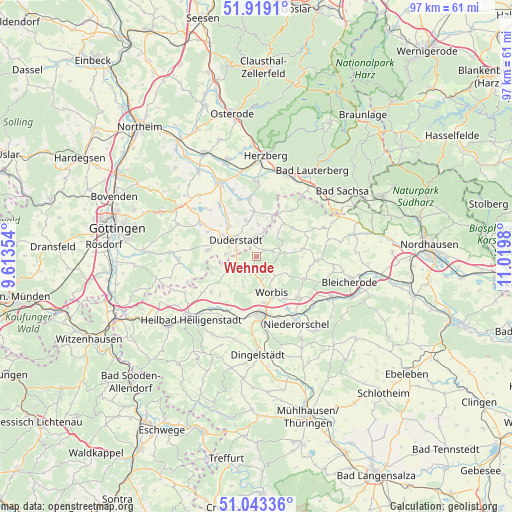 Wehnde on map