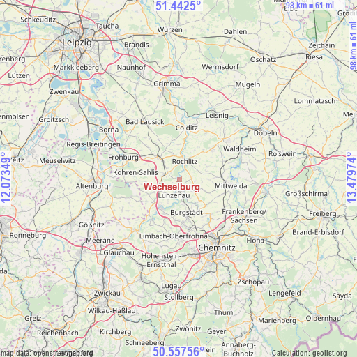 Wechselburg on map