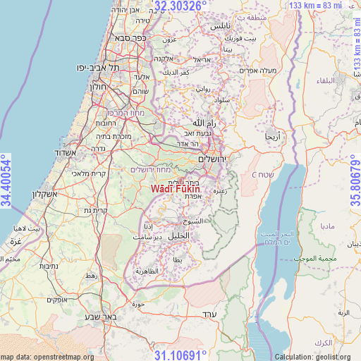 Wādī Fūkīn on map