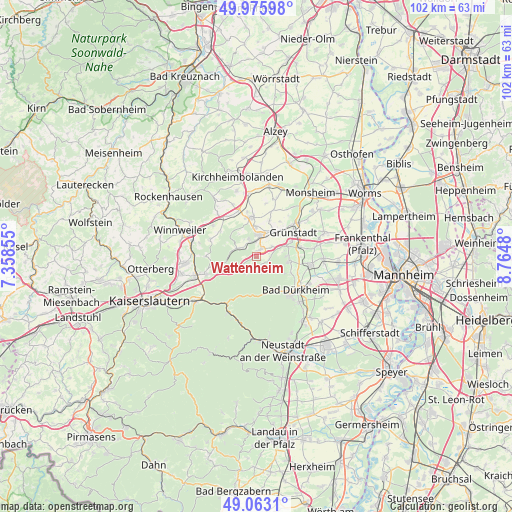 Wattenheim on map