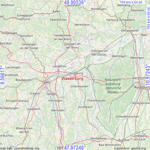 Wasserburg on map