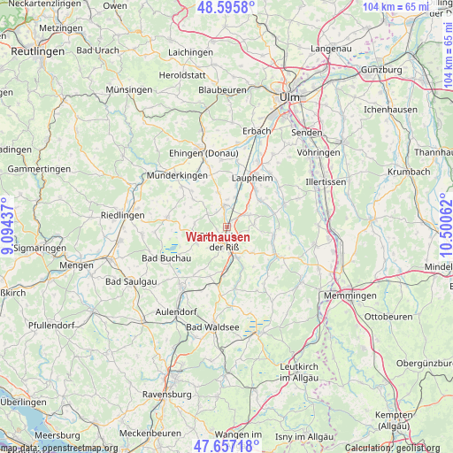 Warthausen on map