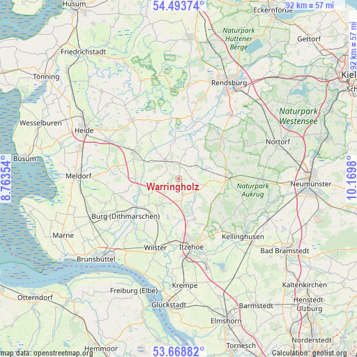 Warringholz on map