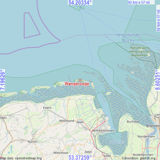 Wangerooge on map