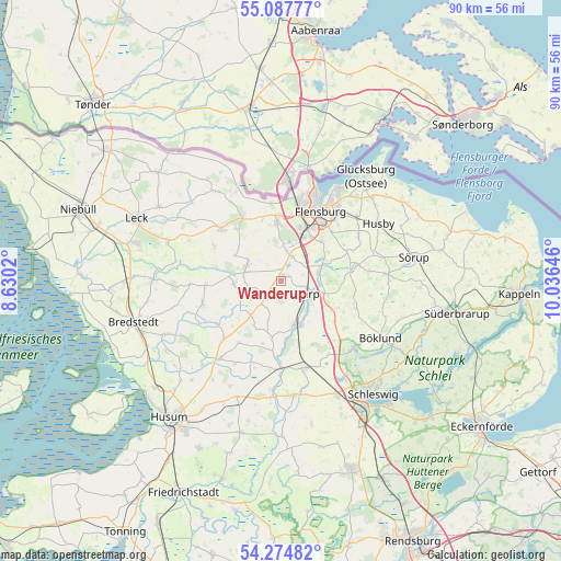 Wanderup on map