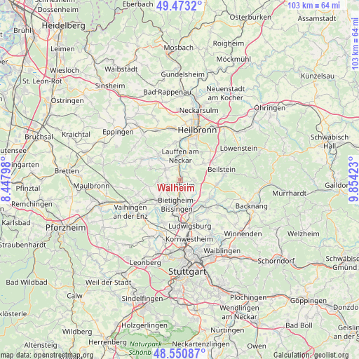 Walheim on map