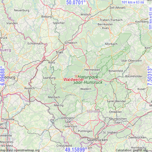 Waldweiler on map