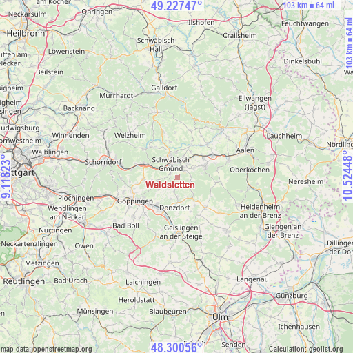 Waldstetten on map
