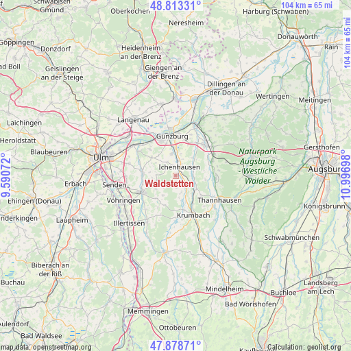 Waldstetten on map