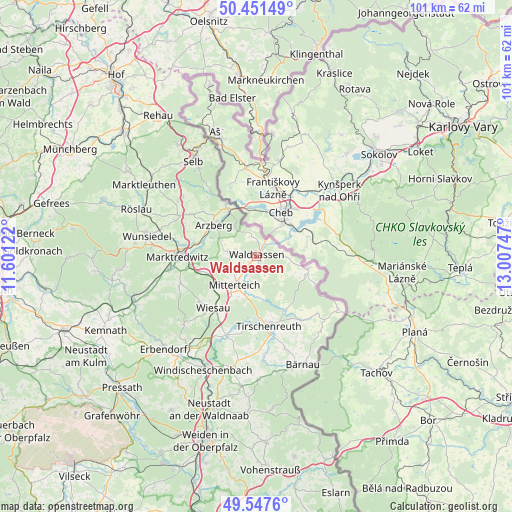 Waldsassen on map