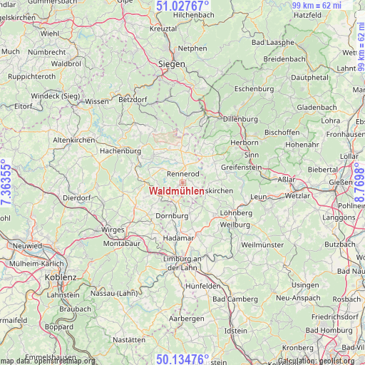 Waldmühlen on map