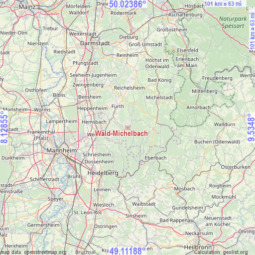 Wald-Michelbach on map