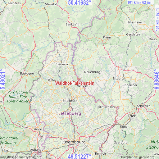Waldhof-Falkenstein on map
