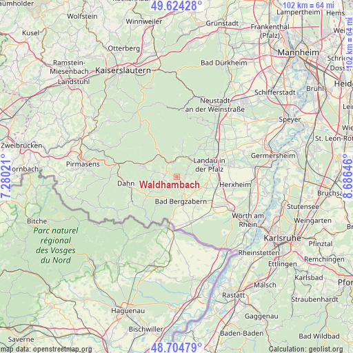 Waldhambach on map