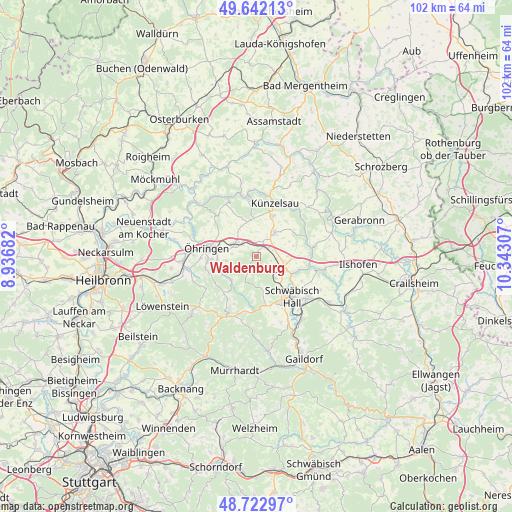 Waldenburg on map