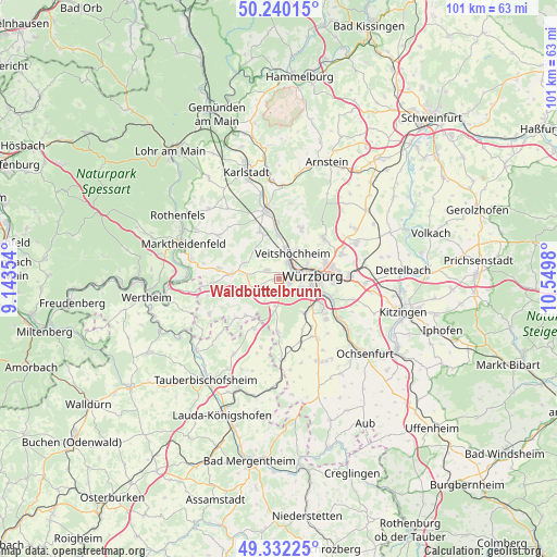 Waldbüttelbrunn on map