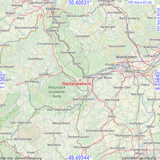 Waldalgesheim on map