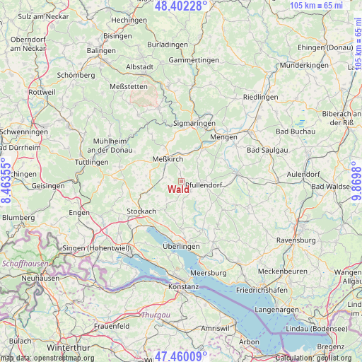 Wald on map