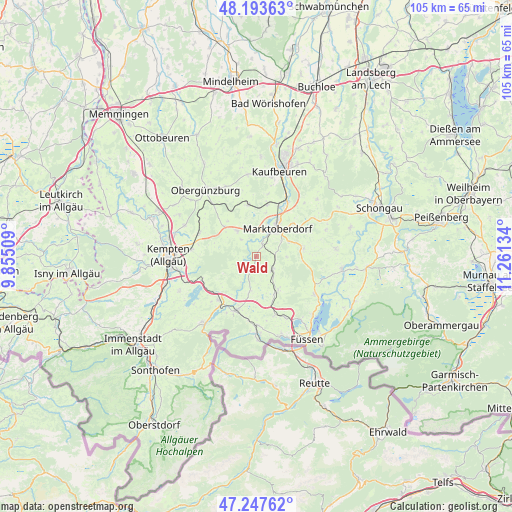 Wald on map