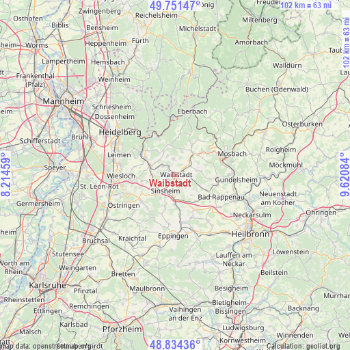 Waibstadt on map