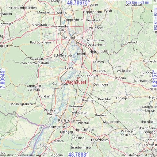 Waghäusel on map
