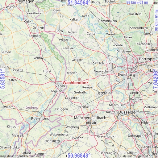 Wachtendonk on map