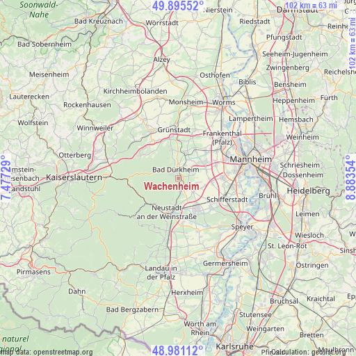 Wachenheim on map