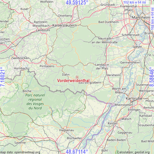 Vorderweidenthal on map