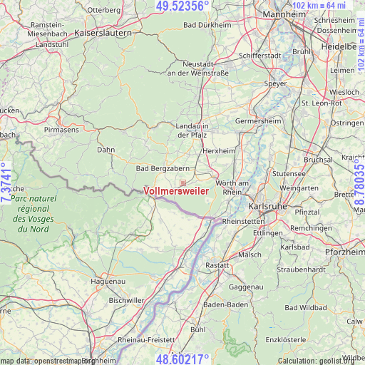 Vollmersweiler on map